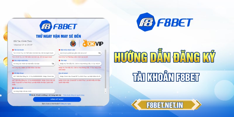 Thao tác đăng ký tài khoản tại F8ET